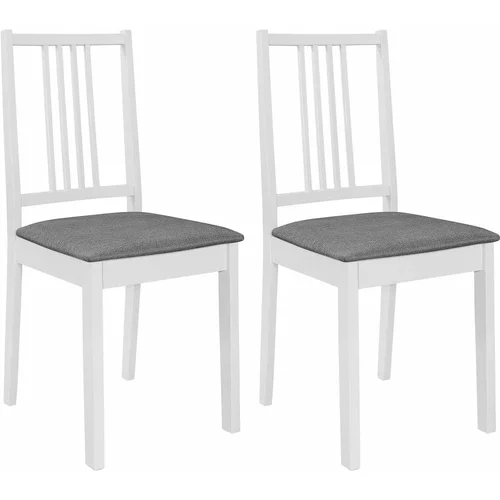  Blagovaonske stolice od masivnog drva s jastucima 2 kom bijele