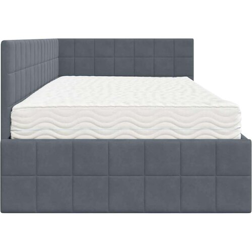  Kutni krevetni okvir s madracem s uzglavljem 2 pcs Siva Bar&amp;scaron;un - Tamno siva 100 x 200 cm Slike
