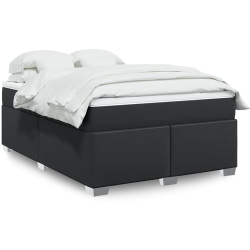 vidaXL Box spring postelja z vzmetnico črn 140x190 cm umetno usnje Cene