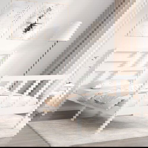 vidaXL Okvir kreveta s uzglavljem bijeli 90 x 200 cm od masivnog drva Cijene