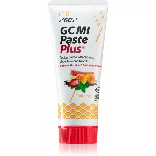Gc MI Paste Plus remineralizacijska zaščitna krema za občutljive zobe s fluoridom okus Tutti Frutti 35 ml