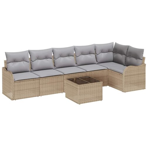  Sjedeća garnitura za vrt 7 kom. Crna poliratan Bež 287,5 x 122,5 x 69 cm Slike