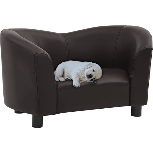 VidaXL Sofa za pse smeđa 67 x 41 x 39 cm od umjetne kože Slike
