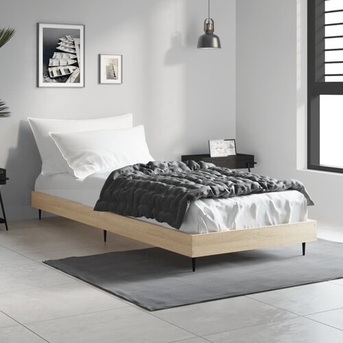 VidaXL Posteljni okvir sonoma hrast 75x190 cm inženirski les Slike
