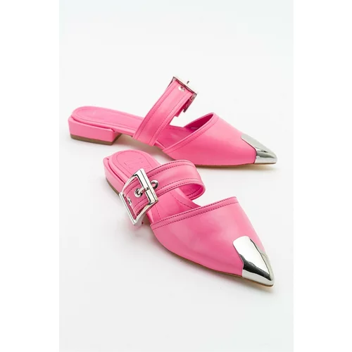 LuviShoes Jenni Pink Buckle Women's Slippers