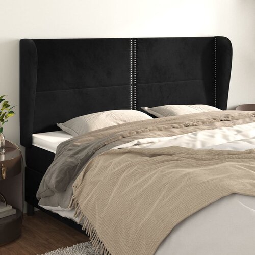  Uzglavlje s u&scaron;ima crno 203x23x118/128 cm bar&scaron;unasto Cijene