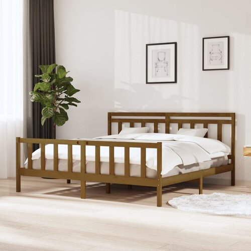 VidaXL Okvir za krevet od masivnog drva smeđa boja meda 200 x 200 cm Slike
