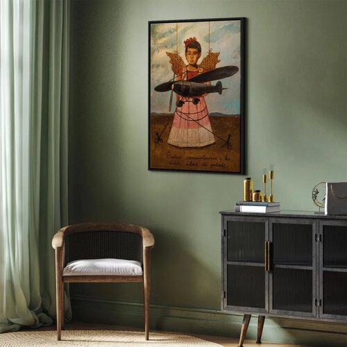  Slika - Frida Kahlo &amp;ndash; They Asked for Planes and Got Straw Wings 80x120 U crnom drvenom okviru Slike