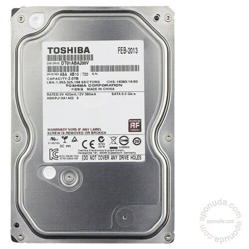 Toshiba 2TB 3.5 SATA III 32MB 5.700rpm DT01ABA200V hard disk Slike