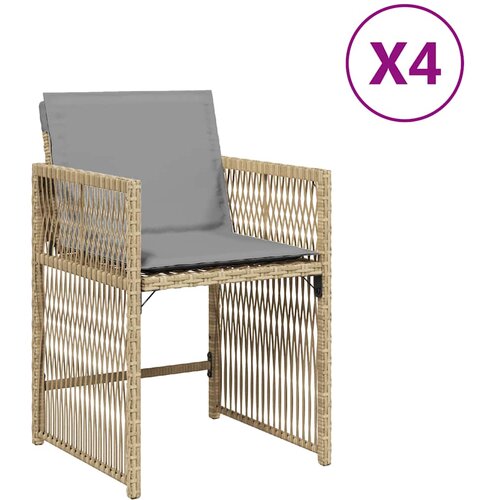 Maison Chic Vrtni stoli - Stol za vrt z blazinami 4 kosi bež poli ratan JS2211, (21876860) Slike