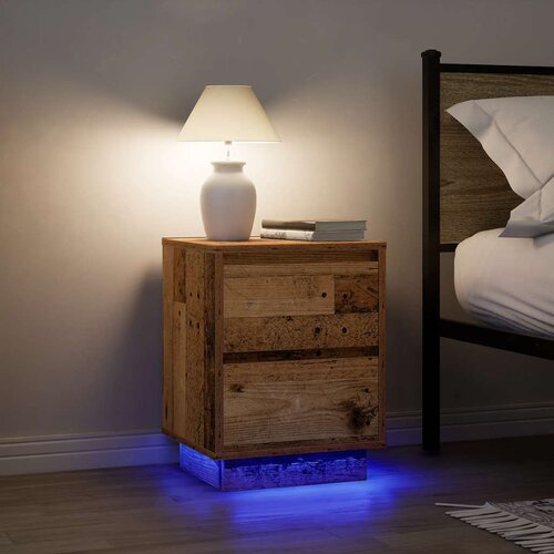  Noćni ormarići s LED svjetlima 2 kom boja drva 38x34x50 cm Cene