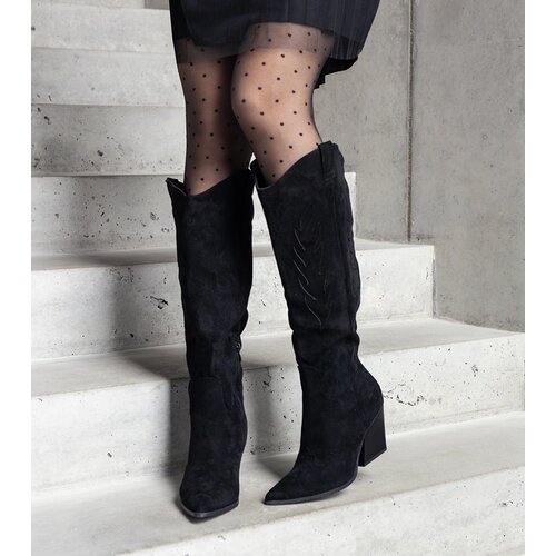 Gemre Black insulated heeled cowboy boots Arsenio Cene
