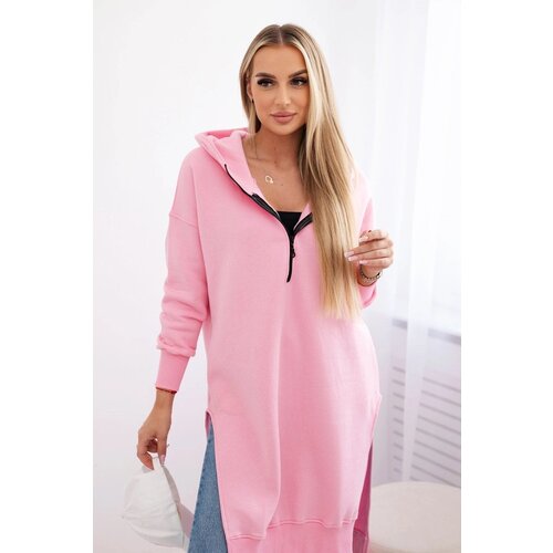  Women's insulated sweatshirt with slits on the sides - light pink Cene