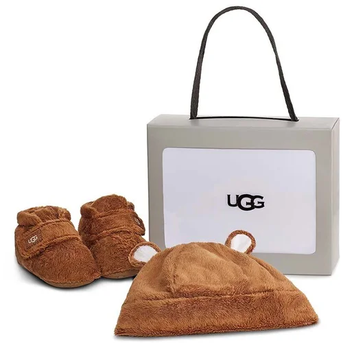 Ugg Set: dječje papuče i kapa boja: smeđa