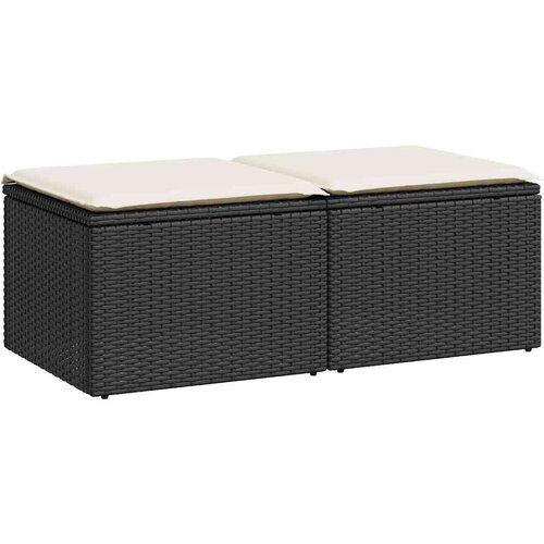 VidaXL 2-dijelni set vrtnih sofa s jastucima crni od poliratana bagrem Slike