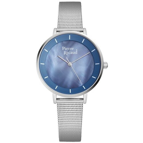 Pierre Ricaud ženski quartz plavi srebrni modni ručni sat sa srebrnim pancir kaišem 602383 Slike