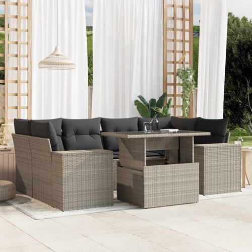 vidaXL 7-dijelni set vrtnih sofa svjetlosivi od poliratana Cijene