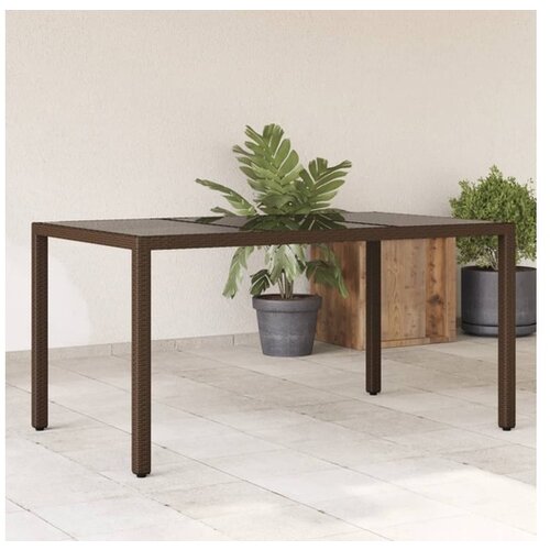 vidaXL Vrtna miza s stekleno ploščo rjav 150x90x75 cm poli ratan Cene