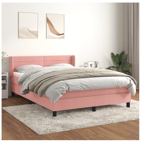  Box spring postelja z vzmetnico roza 140x200 cm žamet Cene