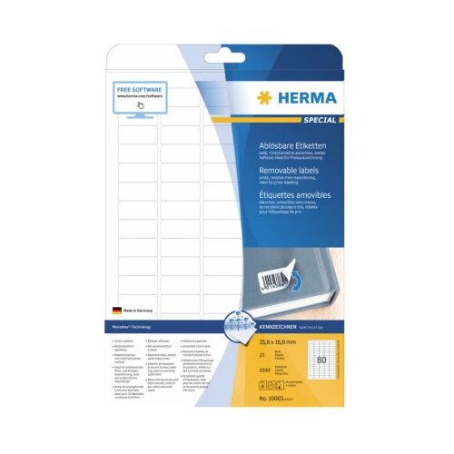 Herma Etikete 35x16,9 A4/80 1/25 removable (4345) 02H10003 Slike