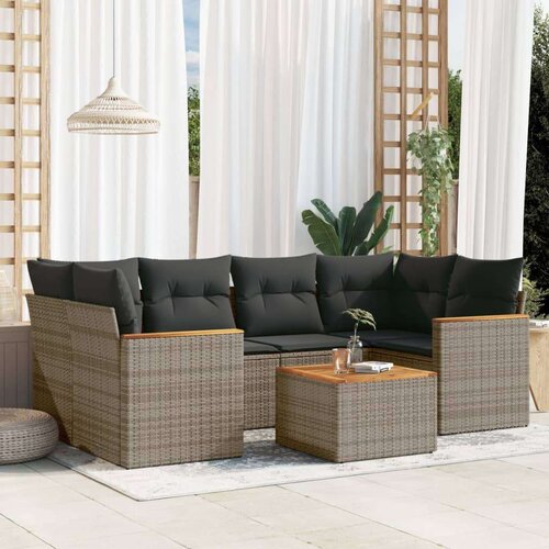  7-dijelni set vrtnih sofa sivi od poliratana Slike