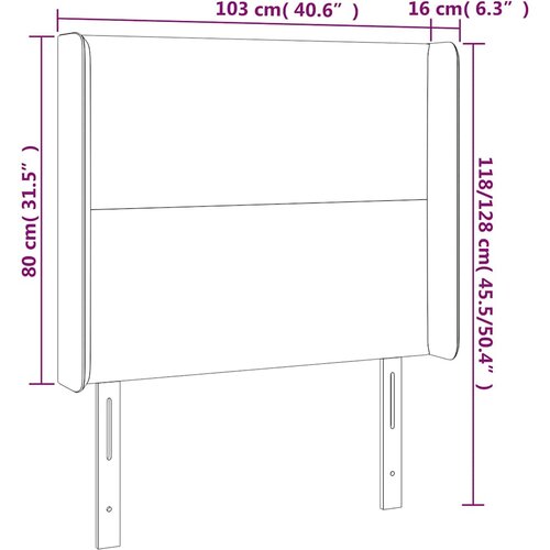  Uzglavlje s u&amp;scaron;ima tamnoplavo 103x16x118/128 cm bar&amp;scaron;unasto Slike