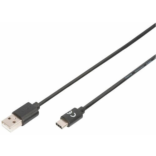 Digitus USB kabel USB 2.0 USB-C&amp;reg; vtič\, USB-A vtič 1.80 m črna okrogel\, primeren za obojestranski priključek \, dvojno oklopljen AK-300136-018-S, (20416080) Slike