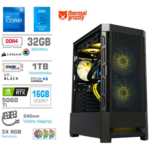 MEGA Računalnik MT S8 i7-12700K/RTX5060Ti-16GB/32GB/1TB-4.0/750W/Brez OS/črna RGB + Estetski napajalni kabli [Rumena / Črna], (22147463) Cene