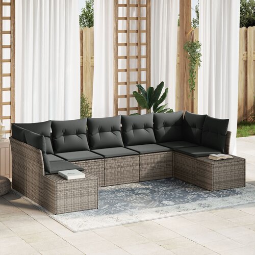 VidaXL 7-dijelni Set Vrtnih Sofa s Jastučićima Siva Poli Ratan Slike