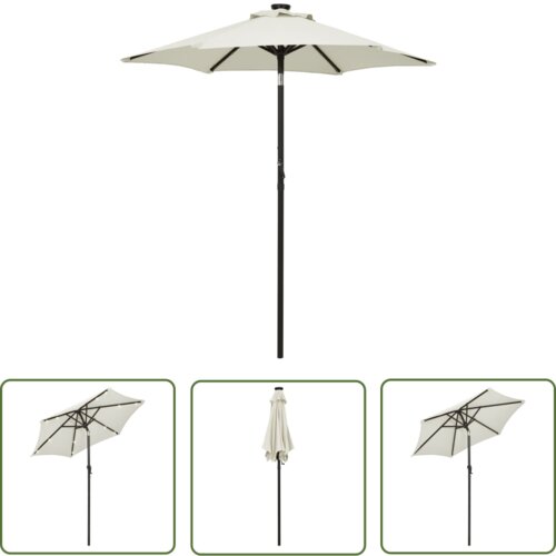  The Living Store Senčnik z LED lučkami peščen 200x211 cm aluminij - Senčnik, (21743538) Cene