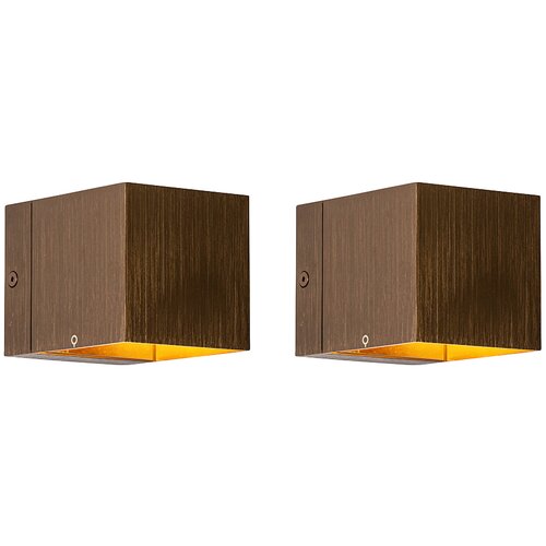 QAZQA Set van 2 smart wandlamp donkerbrons 8 cm incl. LED - Transfer Slike