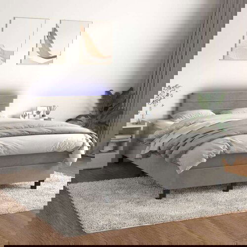  Box spring postelja z vzmetnico LED svetlo siva 120x200cm žamet, (20723899) Slike
