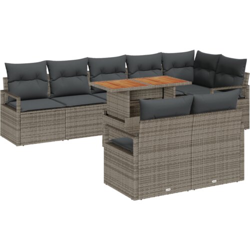 vidaXL 9 komadni set vrtnih sofa s jastučićima siva poli ratan Cene