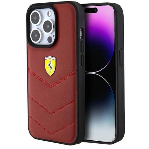 Ferrari USNJENI OVITEK PRE&Scaron;IVANI LINES ZA IPHONE 15 PRO RDEČ, (21899292) Cene