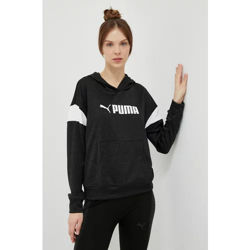 Puma Pulover za vadbo Fit Tech črna barva, s kapuco