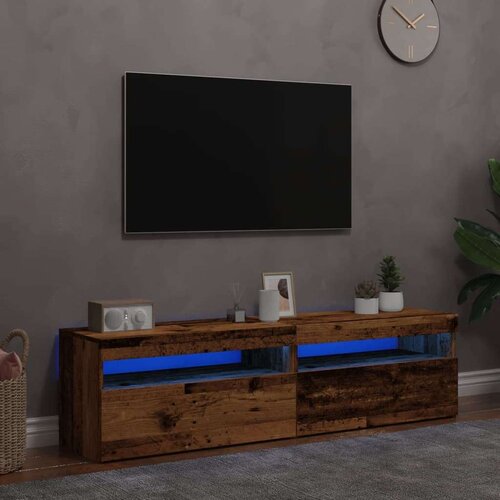  TV omarica z LED lučkami, les, starinski les, 75x35x40 cm, 2 kos Cene