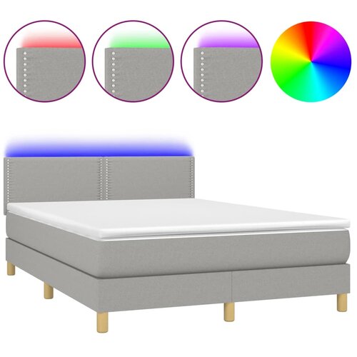  box spring s madracem LED svjetlosivi 140x190 cm tkanina Slike
