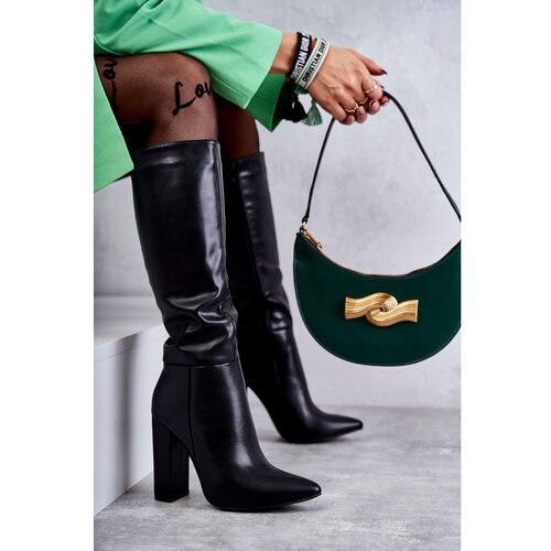 Kesi Classic Leather Boots On Heel Black Tressa Slike