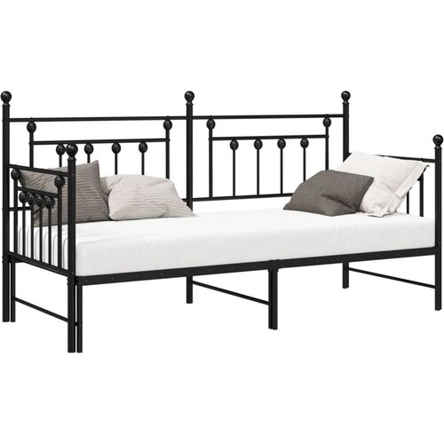  Okvir za krevet s ležajem na izvlačenje Crna 75x190 cm Čelik Slike