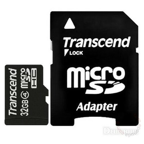 Transcend TS32GUSDHC4 Micro SD 32GB, SDHC, Class4 w/SD Adapter memorijska kartica Slike
