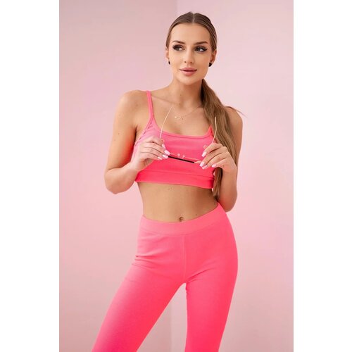 Kesi Striped top set with blouse pink neon Cene