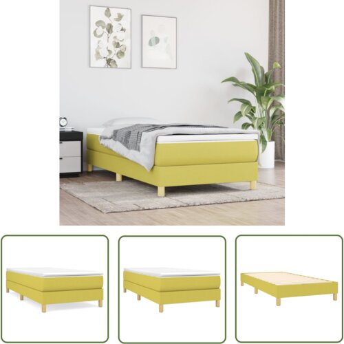 The Living Store Posteljni okvir zelen 90x200 cm blago - Posteljni Okvir, (21737334) Slike