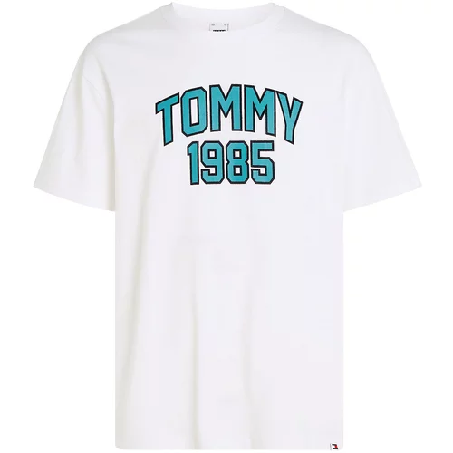 Tommy Jeans Majica cijan plava / crna / bijela