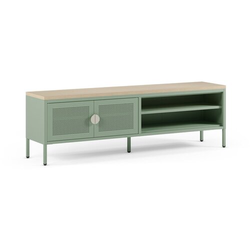 Marckeric Mentolno zelena/v naravni barvi kovinska TV omarica 160x50x35 cm Sayla &amp;ndash; Slike