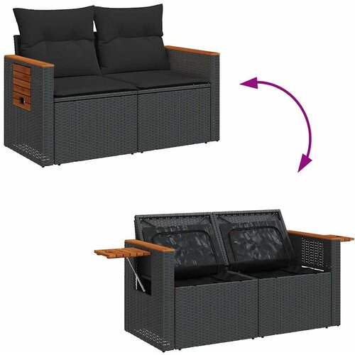 6-dijelni set vrtnih sofa s jastucima crni od poliratana bagrem Slike