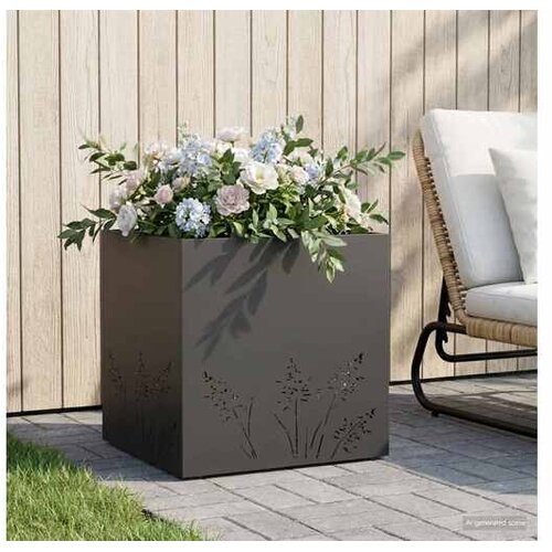vidaXL Vrtna saksija Crna 50 x 50 x 49 cm Čelična vrata - Crna 50 x 50 x 49 cm 1 Cijene