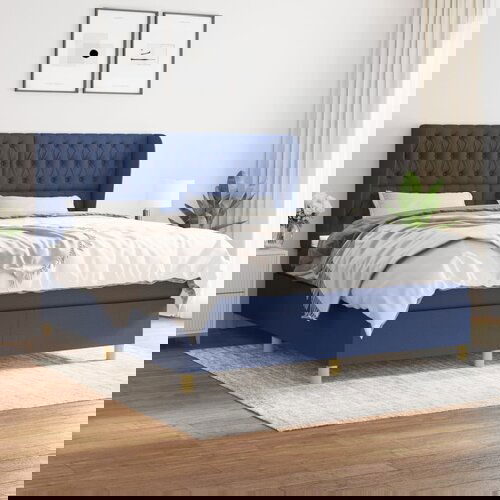The Living Store Box spring postelja z vzmetnico modra 180x200 cm blago - Box Spring Postelja, (21438400) Cene