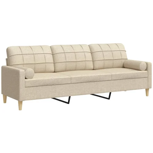 MAISON CHIC kavč - Sofa - Kanape trosed z blazinami krem 210 cm blago, (21727390)