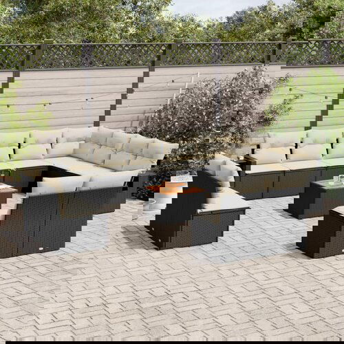 vidaXL 13-dijelni set vrtnih sofa s jastucima poliratan crni Cijene