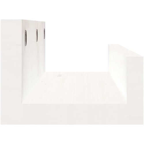  Zidne police 2 kom bijele 50 x 12 x 9 cm od masivne borovine Slike